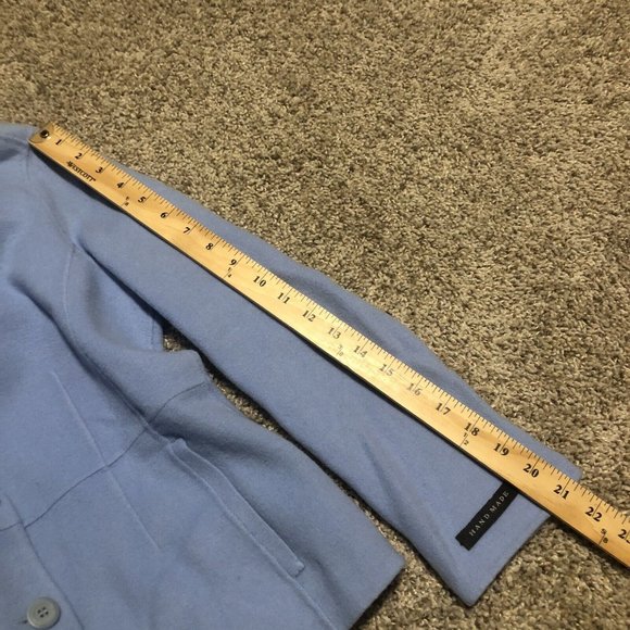 Alexandra Bartlett Women's 100% Wool Button Blazer Coat Jacket blue petites PM - Picture 10 of 16